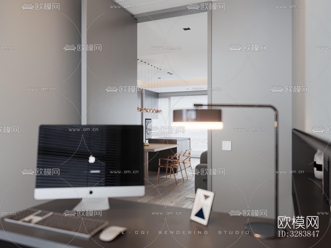 现代客餐厅效果图下载（渲染图4）
