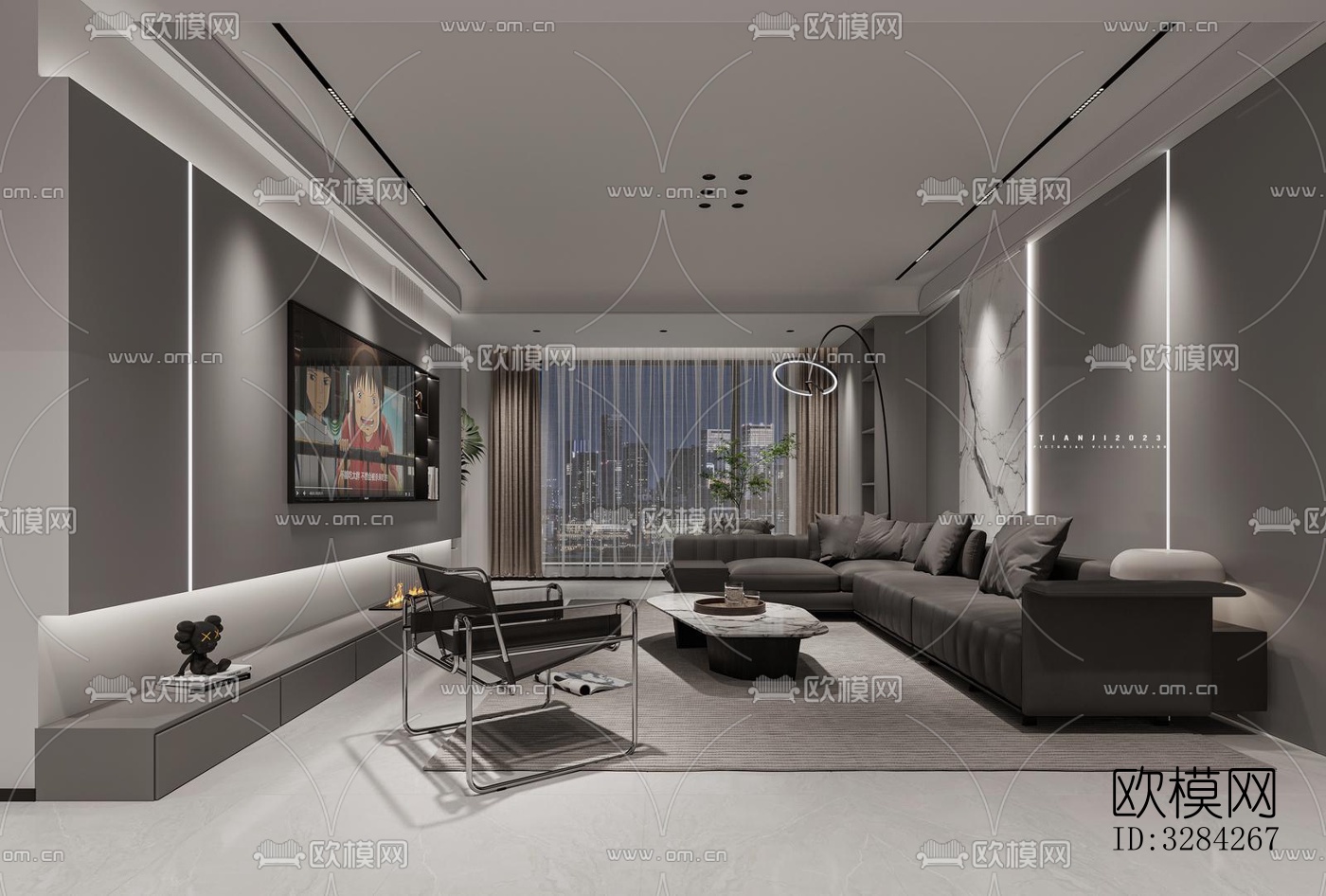 现代客餐厅效果图下载（渲染图3）