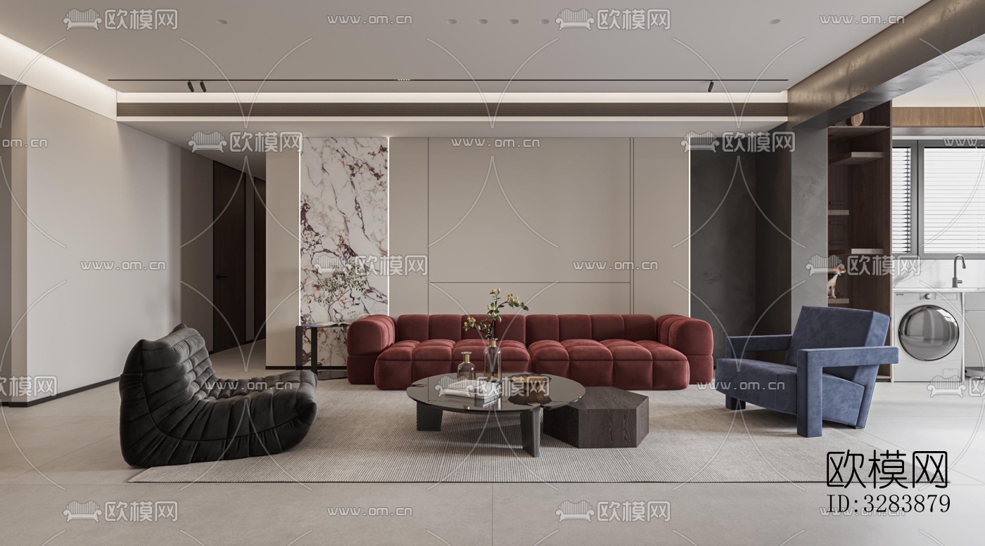 现代客餐厅效果图下载（渲染图3）