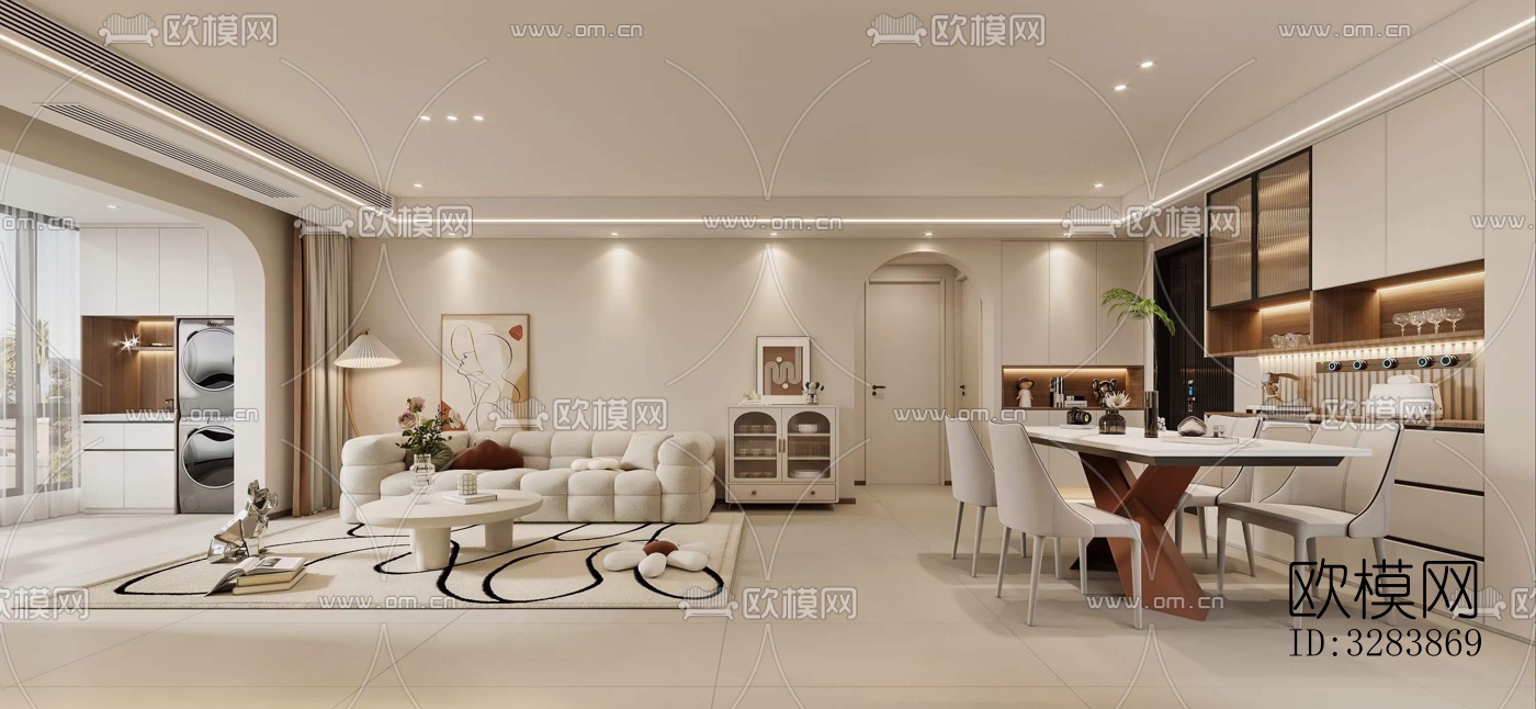 现代客餐厅效果图下载（渲染图4）