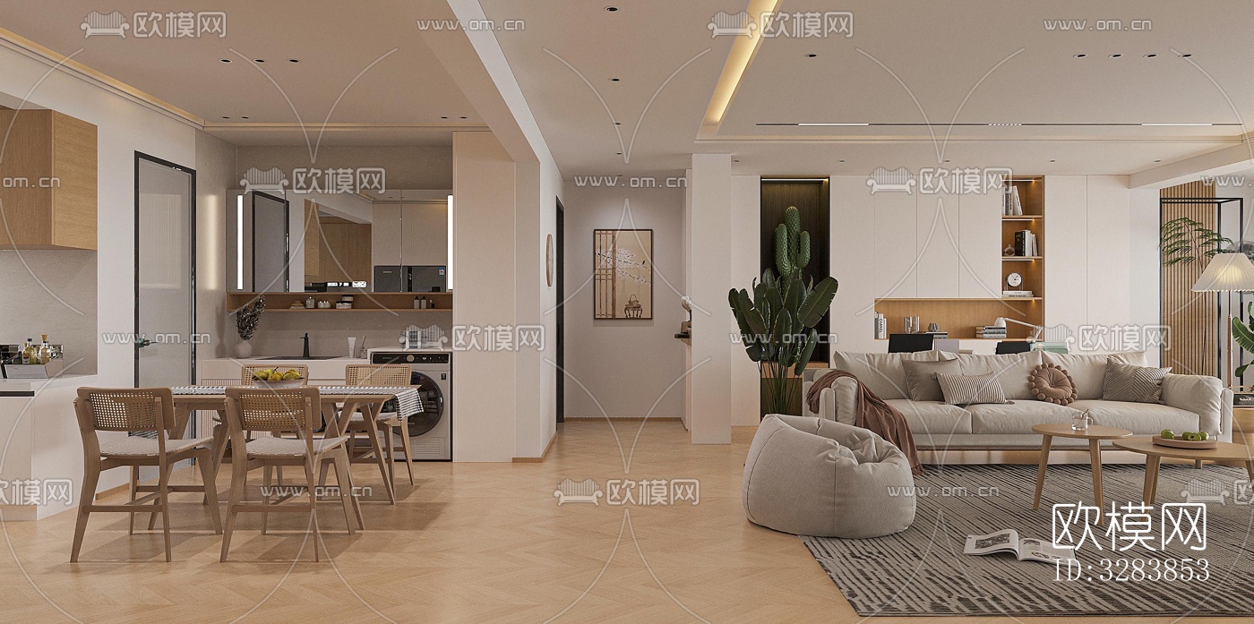 现代客餐厅效果图下载（渲染图6）