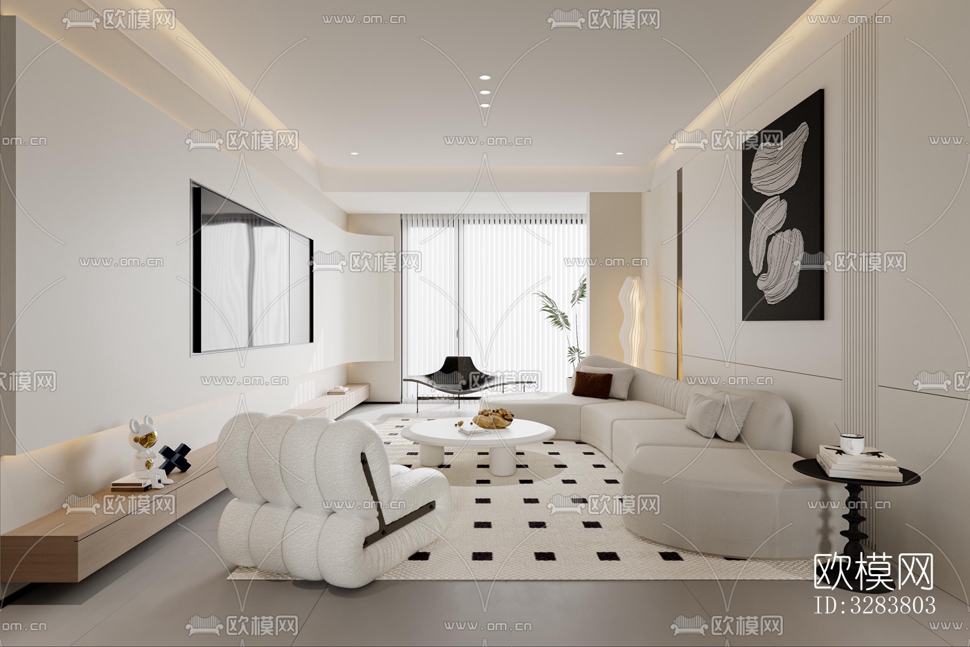 现代客餐厅效果图下载（渲染图7）