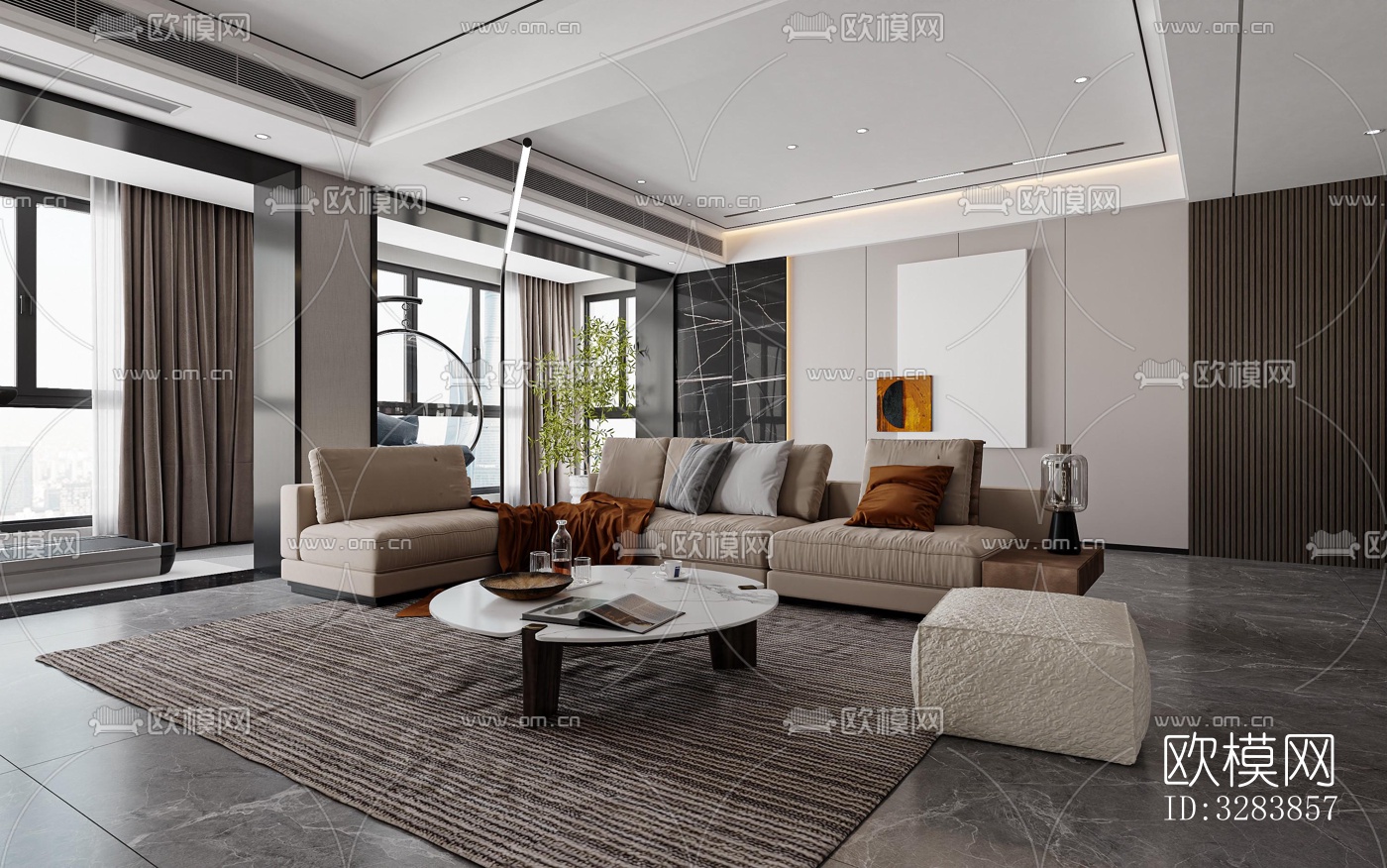 现代客餐厅效果图下载（渲染图2）