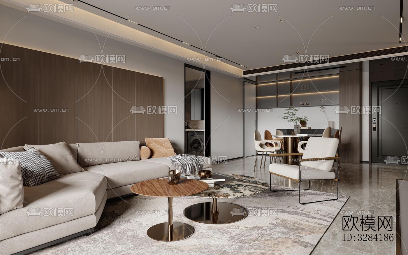 现代客餐厅效果图下载（渲染图5）