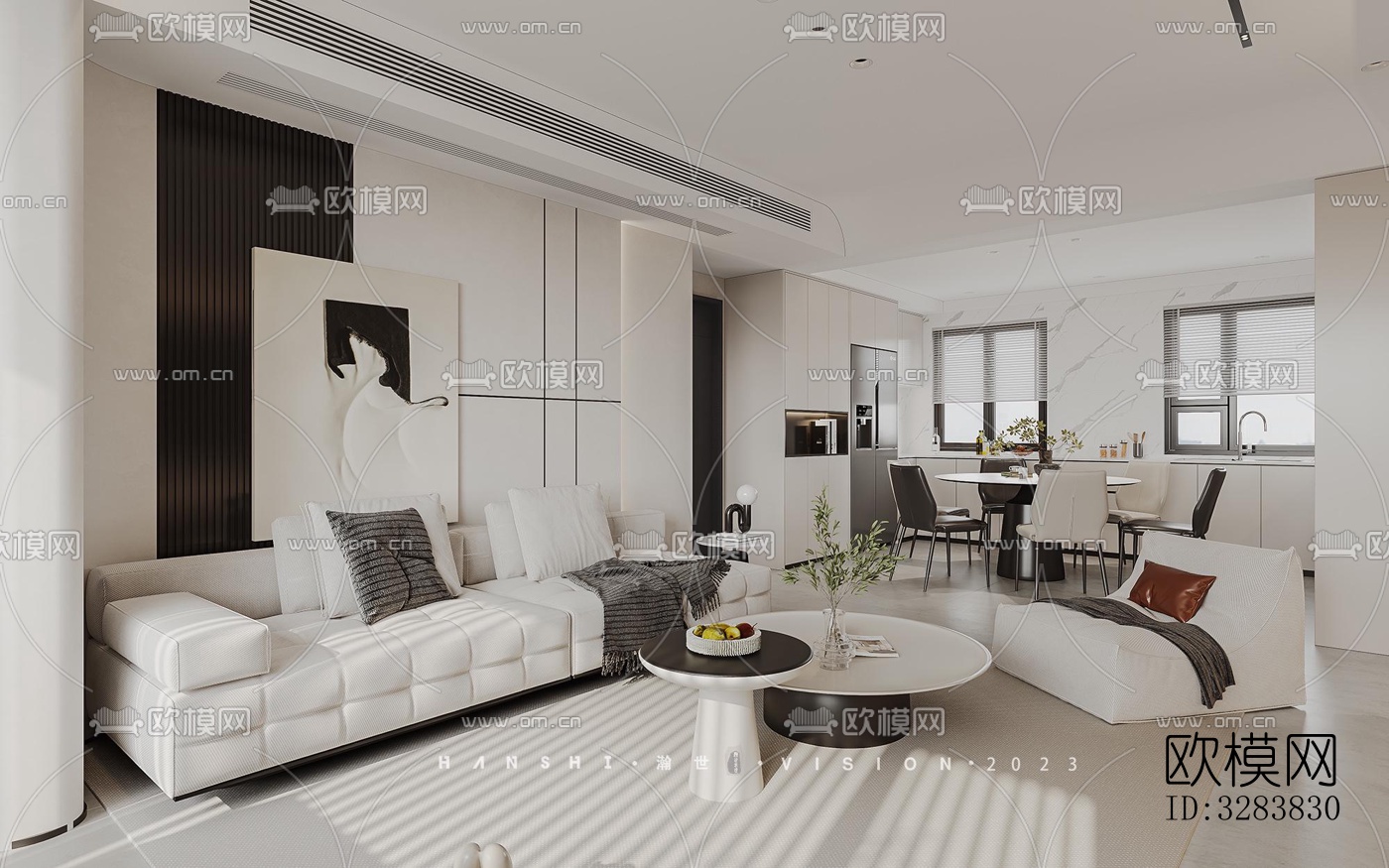 现代客餐厅效果图下载（渲染图4）