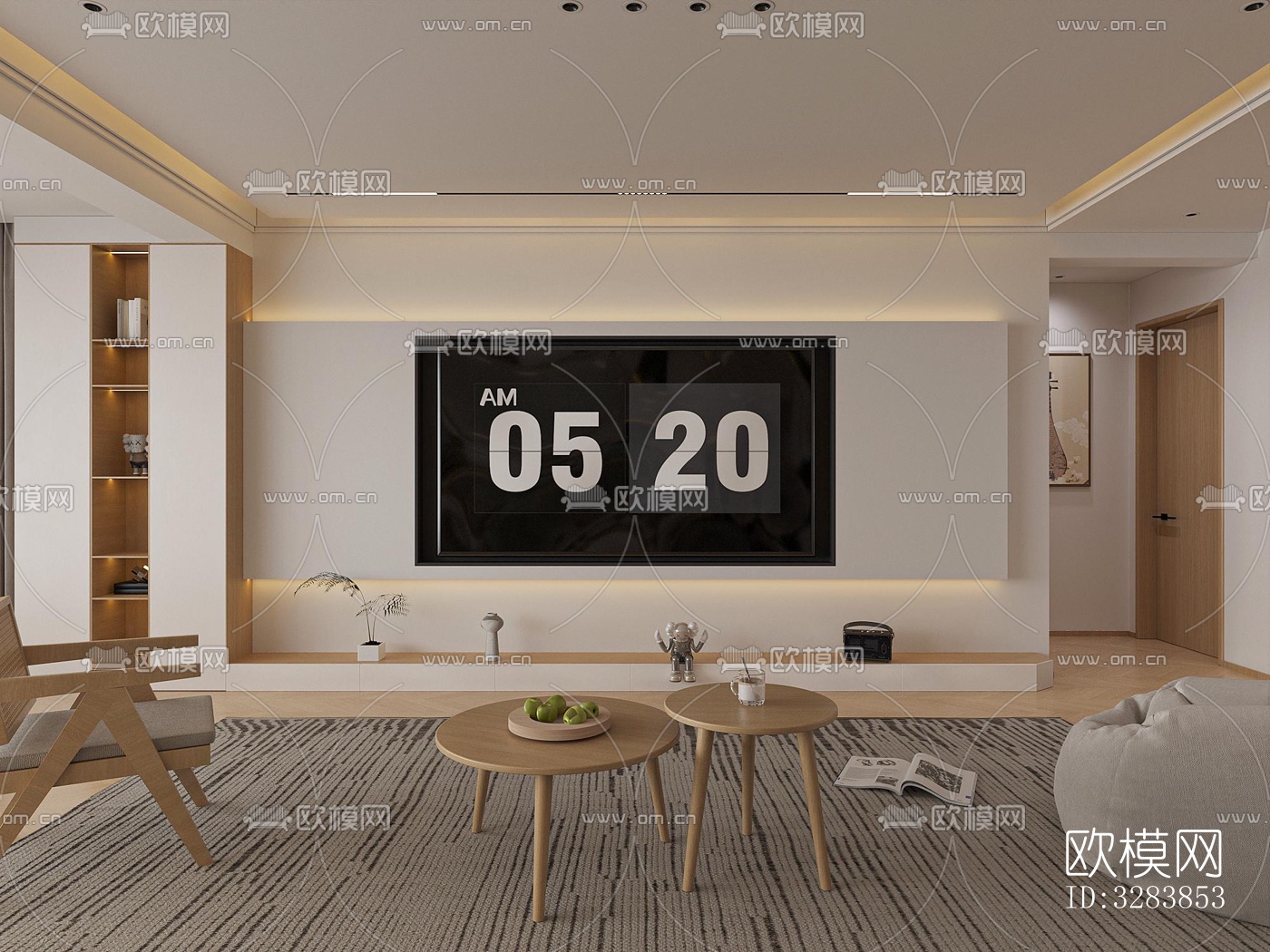 现代客餐厅效果图下载（渲染图1）