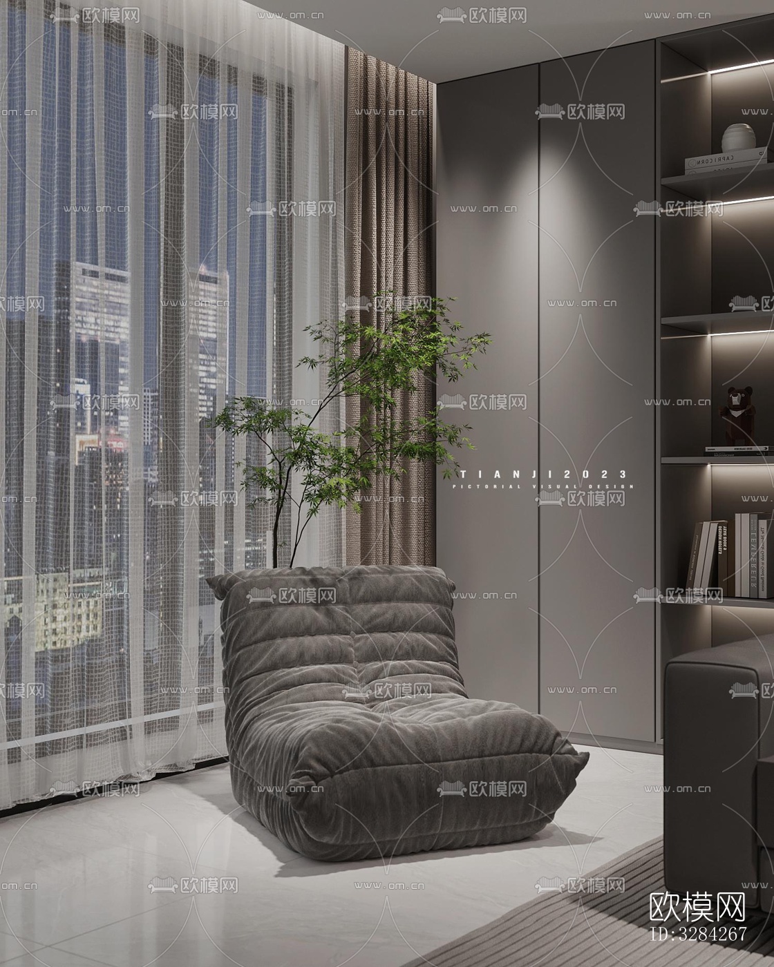 现代客餐厅效果图下载（渲染图5）