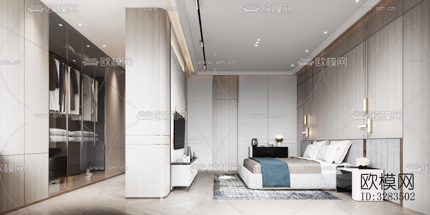 现代卧室效果图下载（渲染图3）