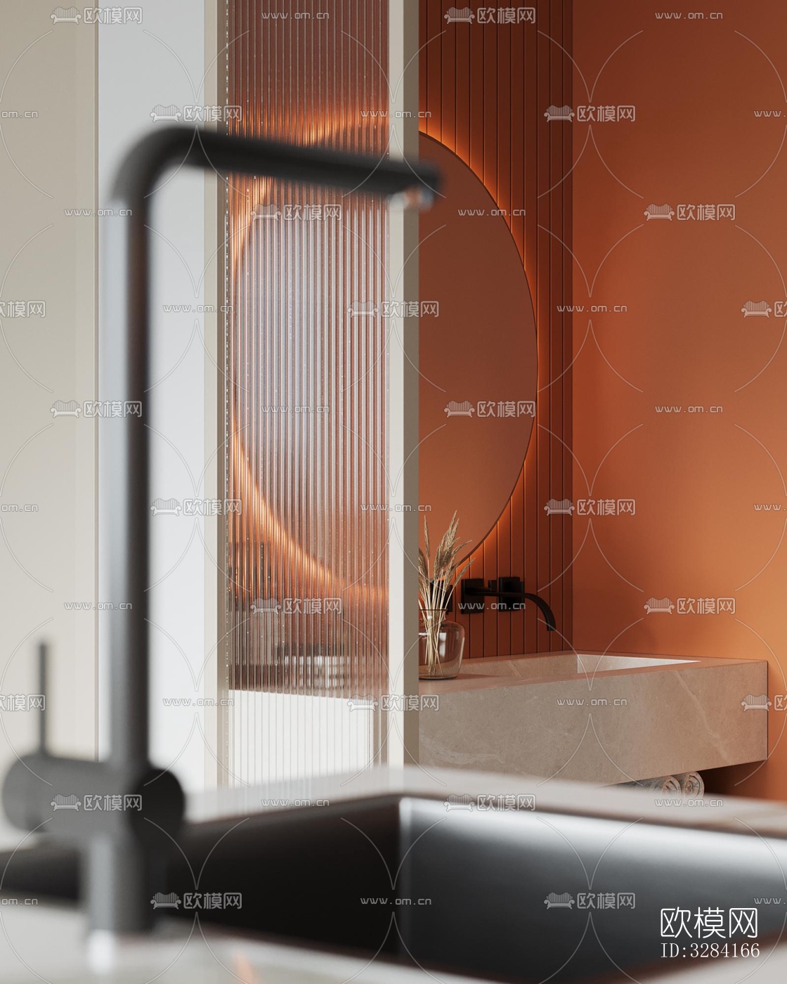 现代客餐厅效果图下载（渲染图4）