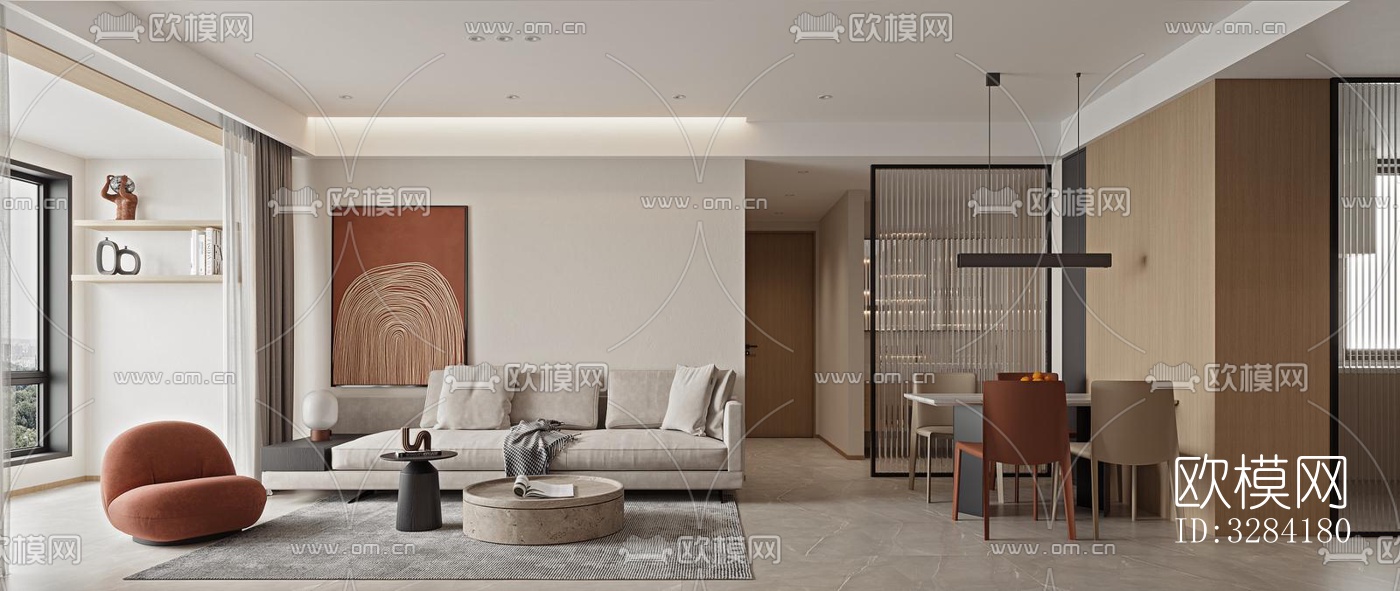 现代客餐厅效果图下载（渲染图5）