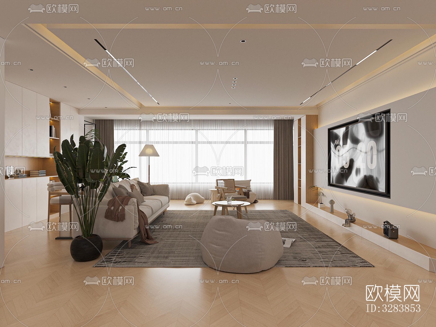 现代客餐厅效果图下载（渲染图4）