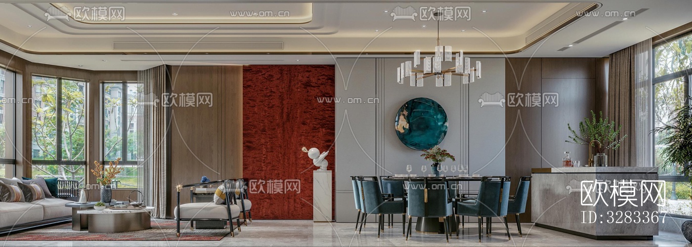 新中式别墅效果图下载（渲染图10）