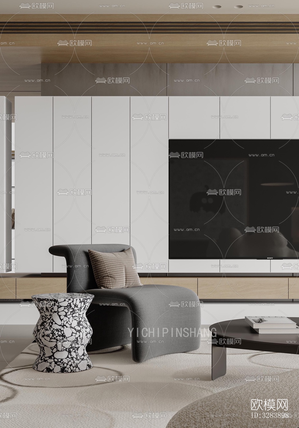 现代客餐厅效果图下载（渲染图1）