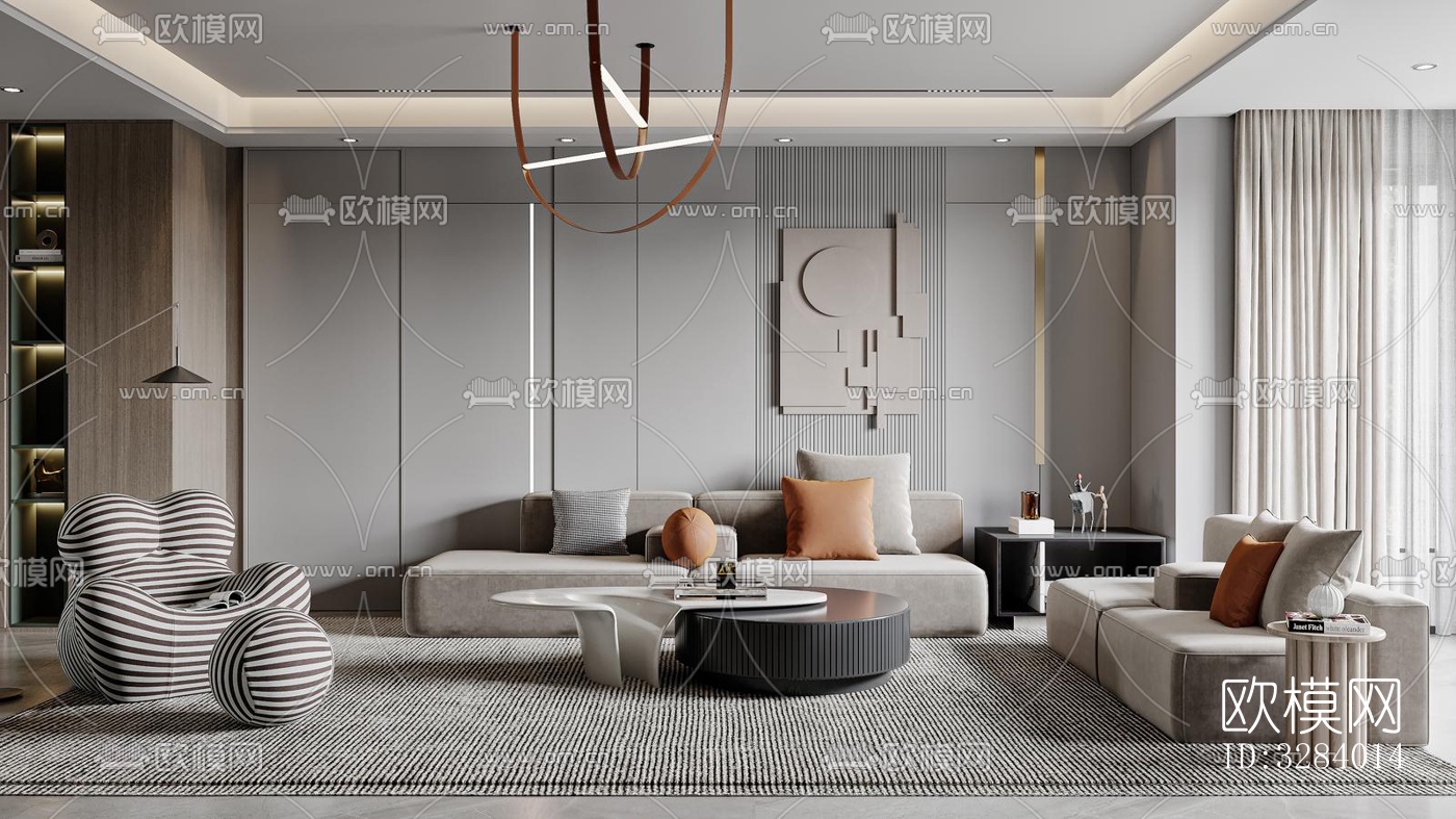 现代客餐厅效果图下载（渲染图7）