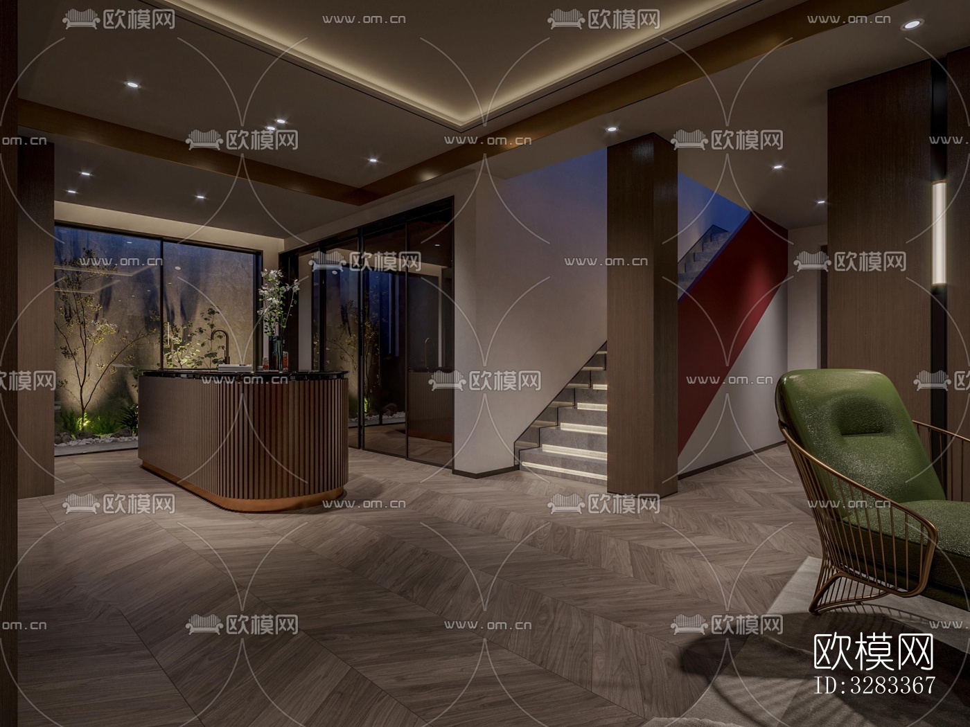 新中式别墅效果图下载（渲染图3）