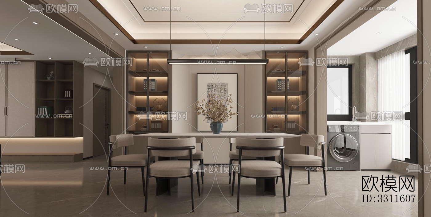 现代客餐厅效果图下载（渲染图2）