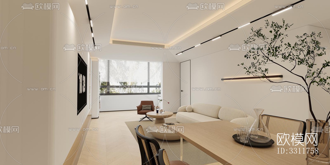 现代客餐厅效果图下载（渲染图3）