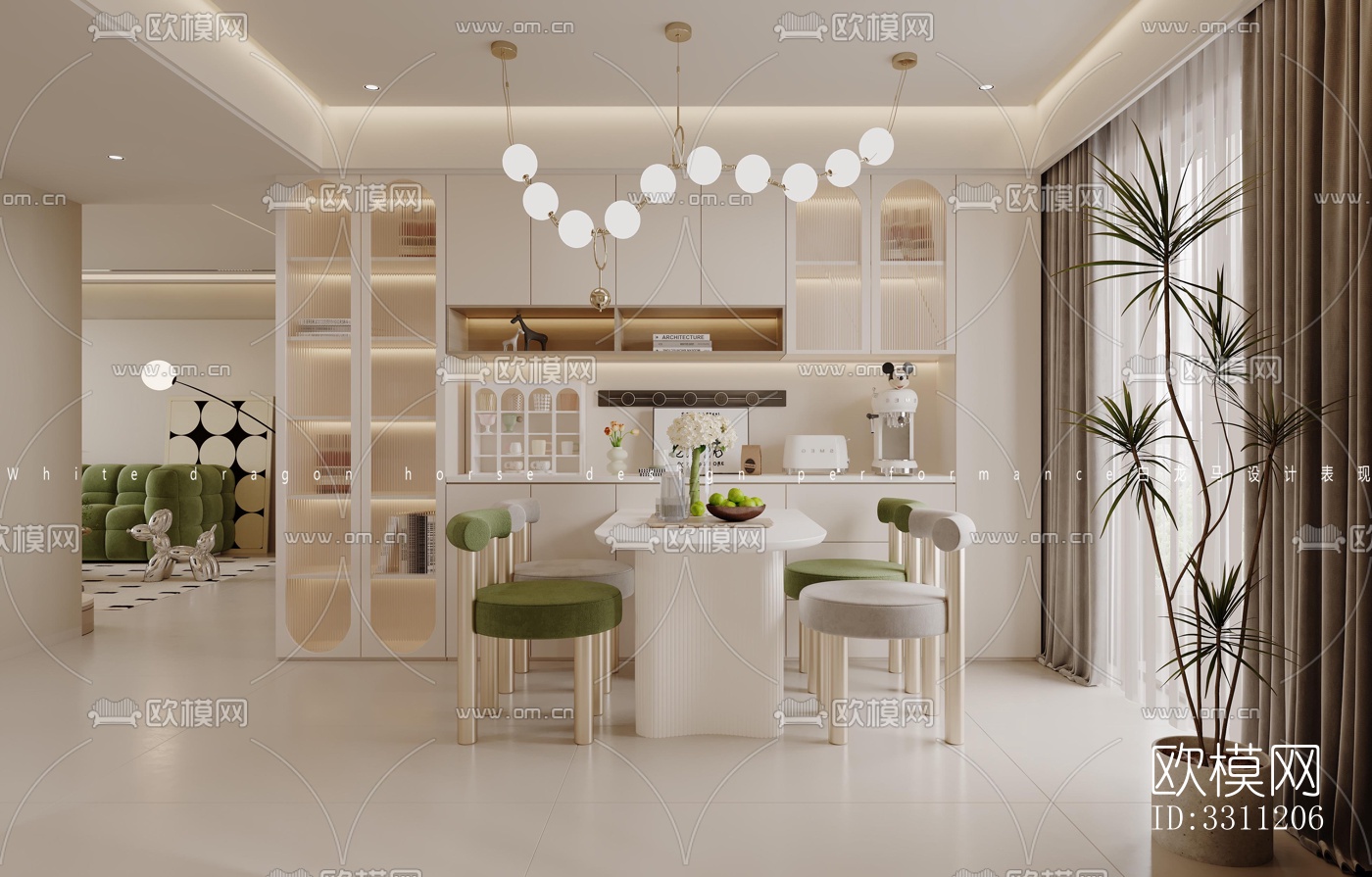 现代客餐厅效果图下载（渲染图5）