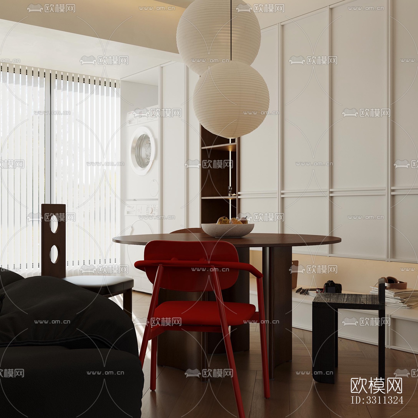 现代客餐厅效果图下载（渲染图1）