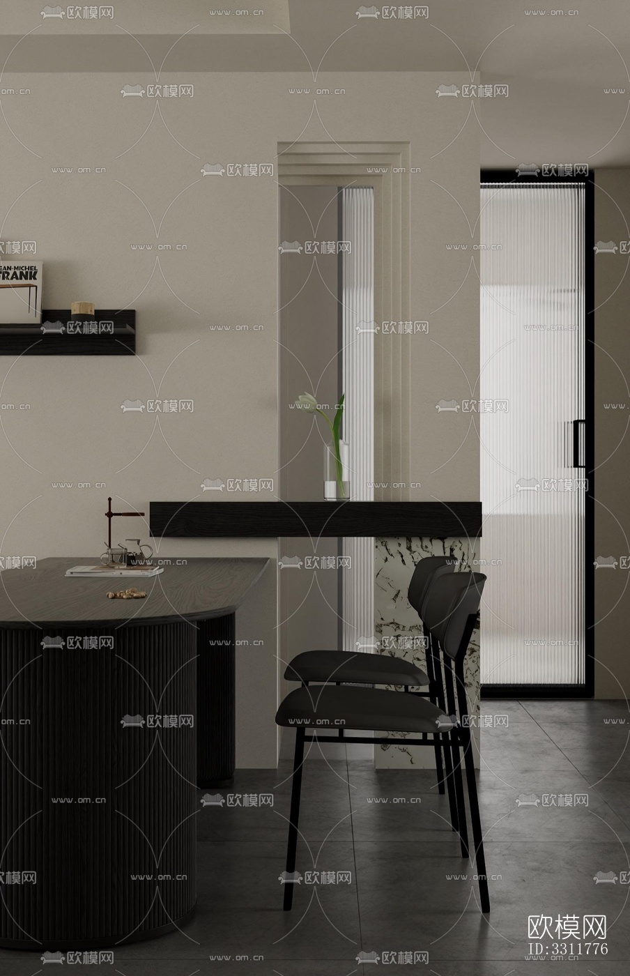 现代客餐厅效果图下载（渲染图1）