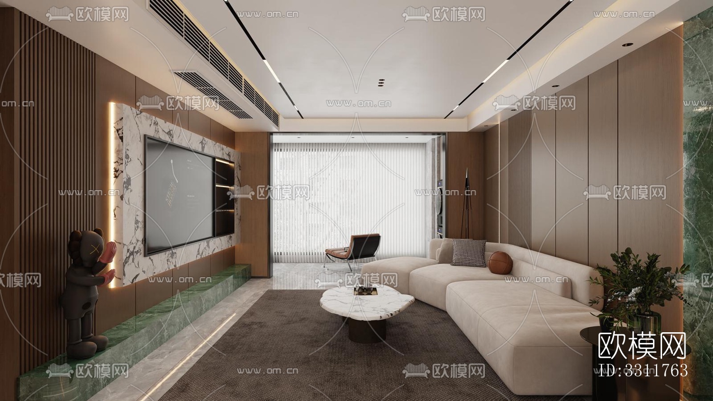 现代客餐厅效果图下载（渲染图5）