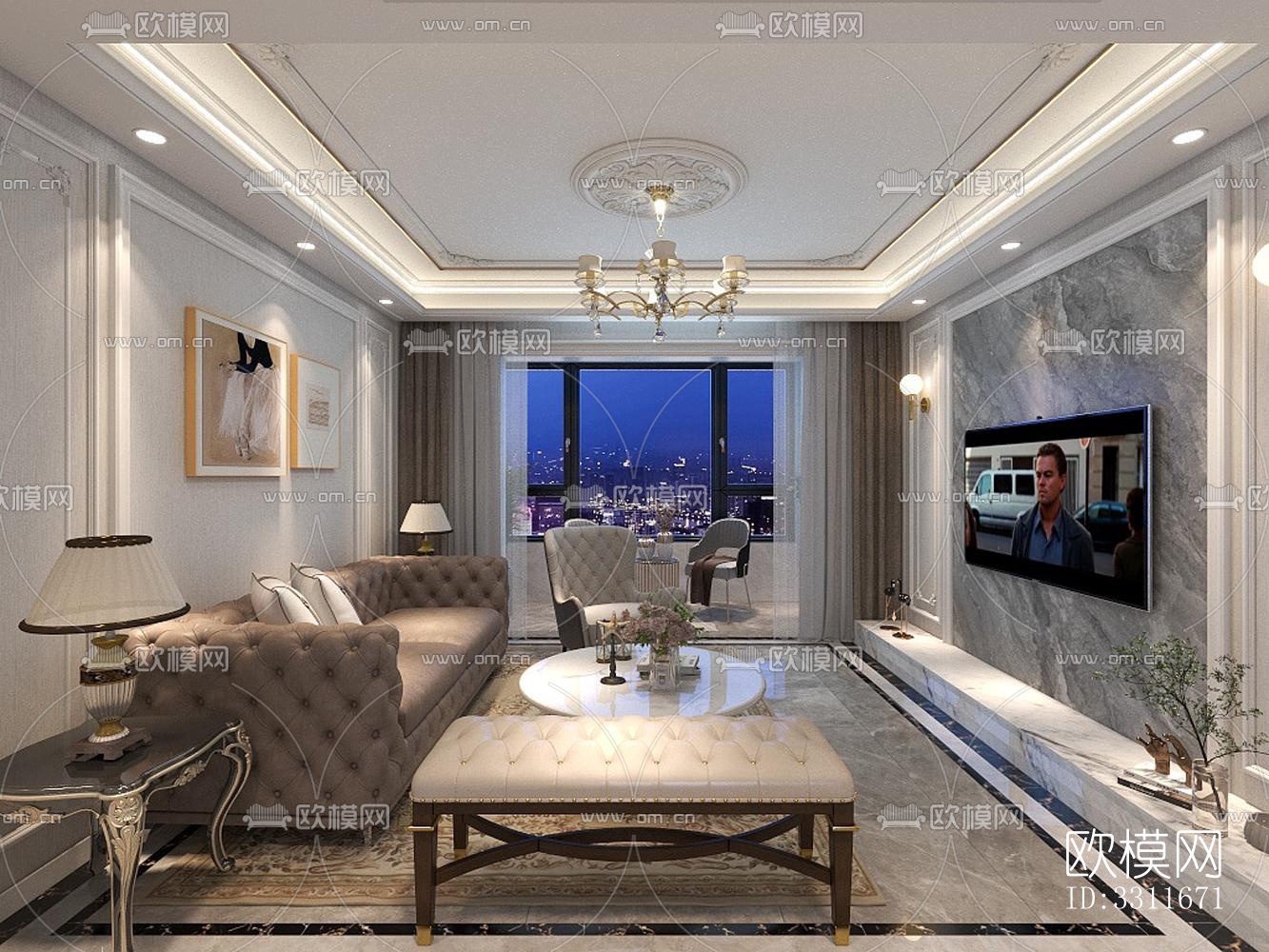 现代客餐厅效果图下载（渲染图3）