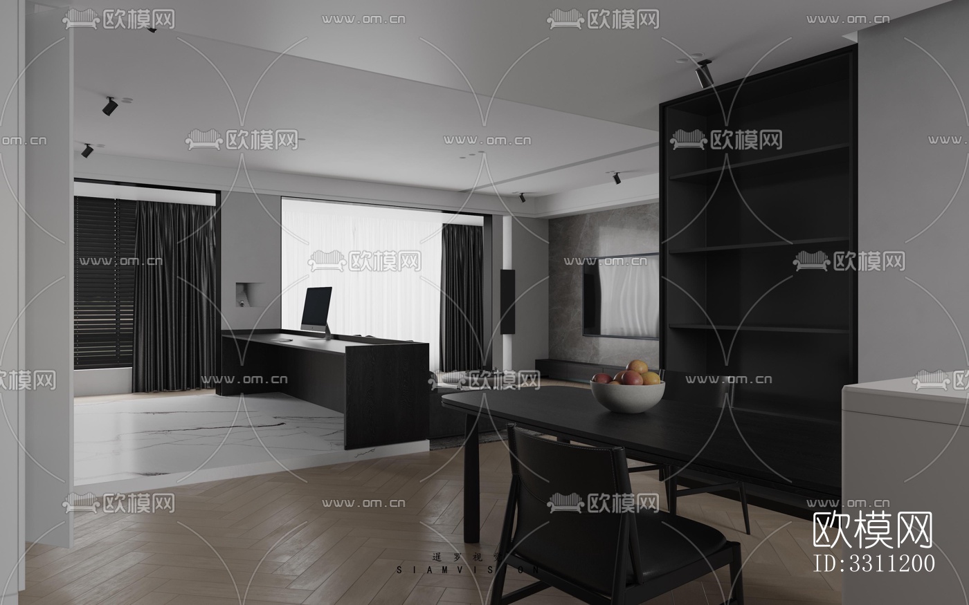 现代客餐厅效果图下载（渲染图4）