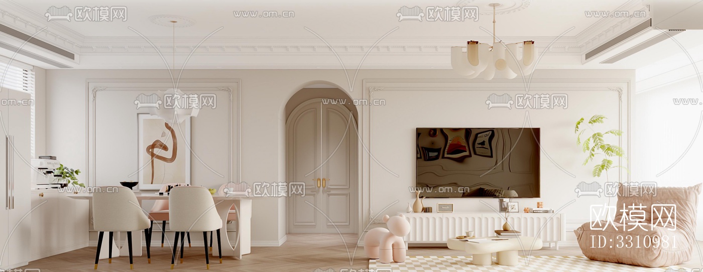 现代客餐厅效果图下载（渲染图9）