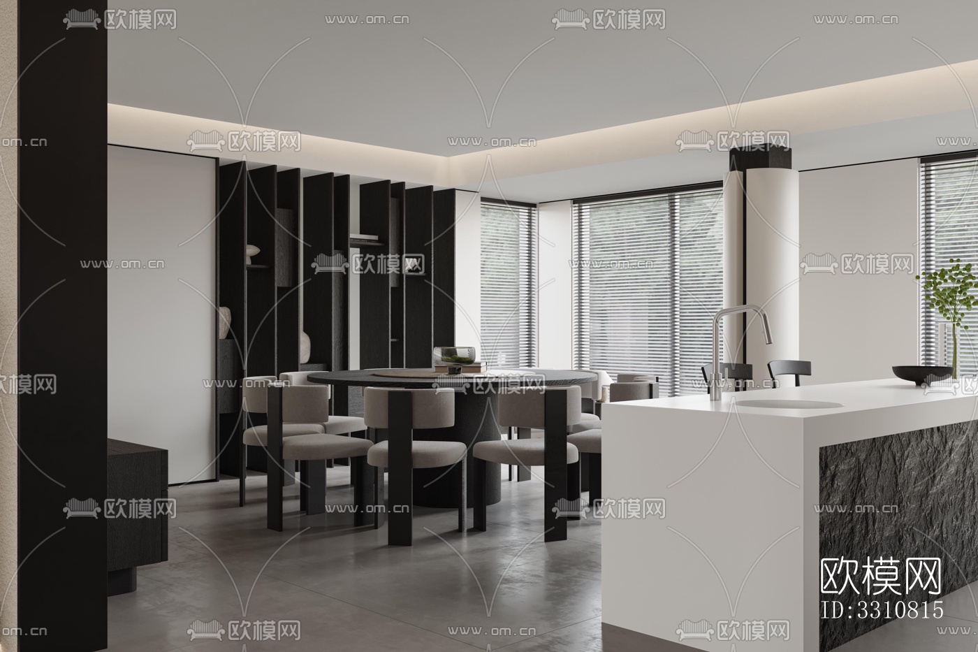 现代客餐厅效果图下载（渲染图6）