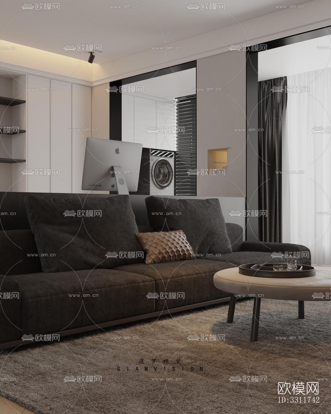 现代客餐厅效果图下载（渲染图6）