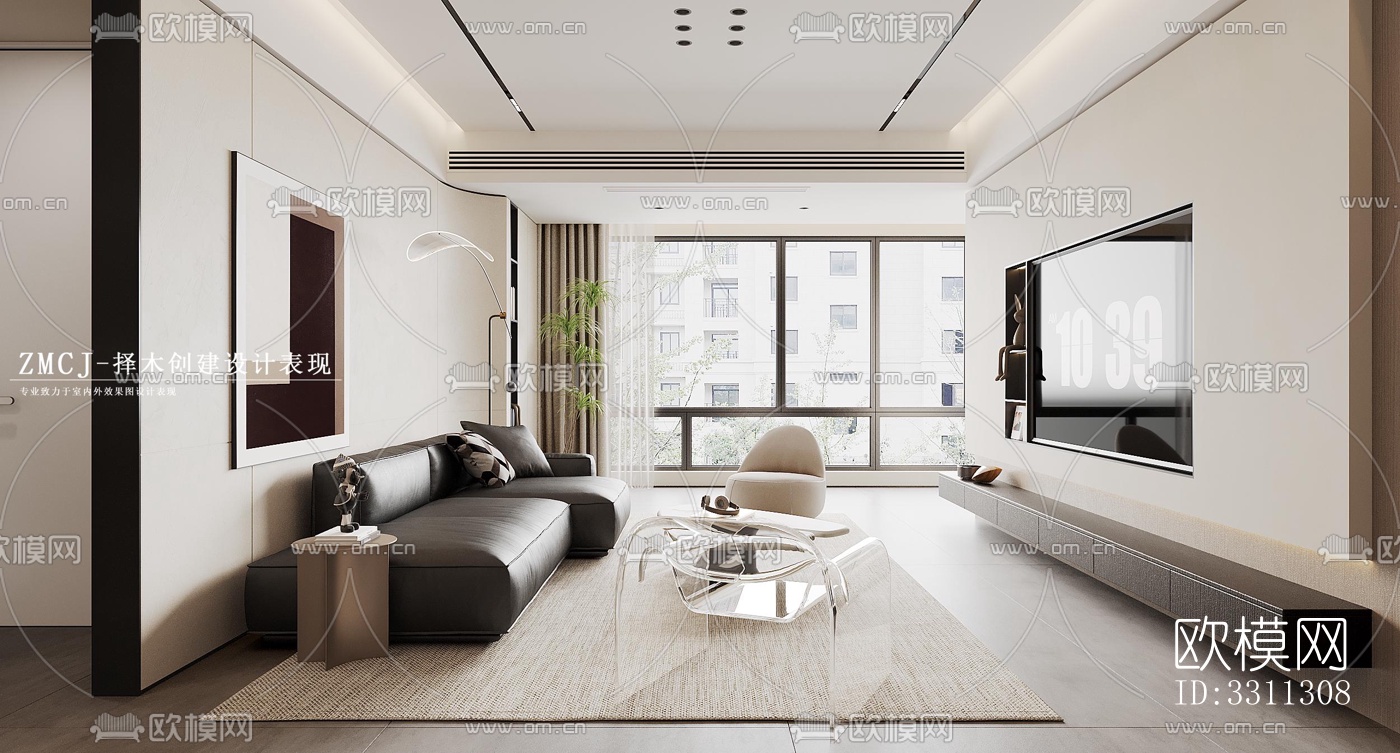 现代客餐厅效果图下载（渲染图3）