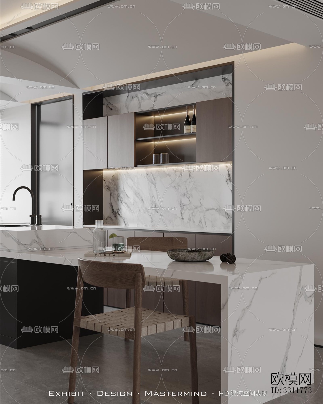 现代客餐厅效果图下载（渲染图1）