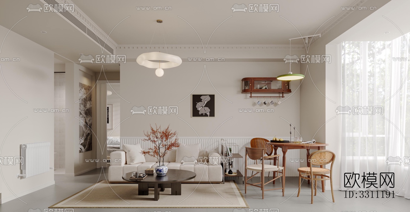 现代客餐厅效果图下载（渲染图4）