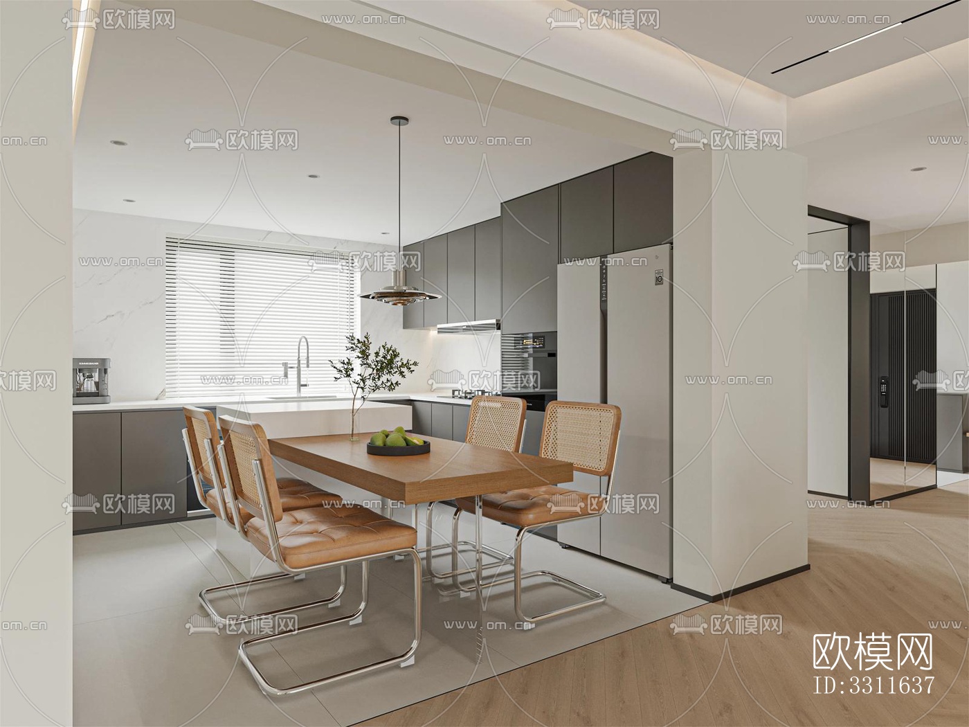 现代客餐厅效果图下载（渲染图7）