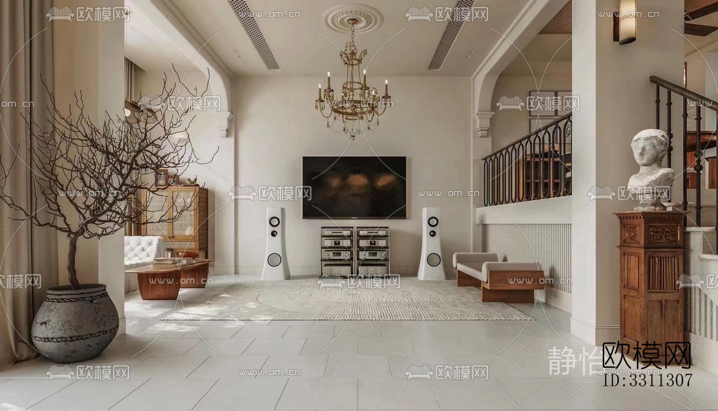 现代客餐厅效果图下载（渲染图4）