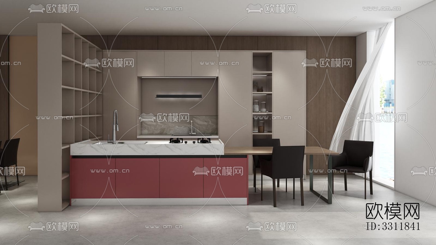 现代客餐厅效果图下载（渲染图5）