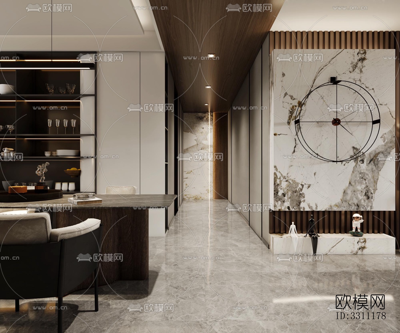 现代客餐厅效果图下载（渲染图2）