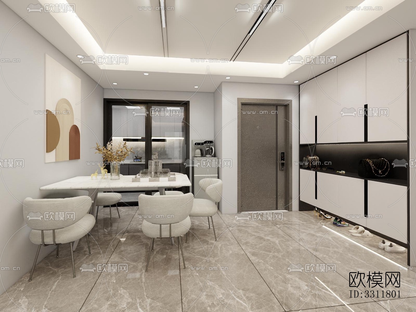 现代客餐厅效果图下载（渲染图3）