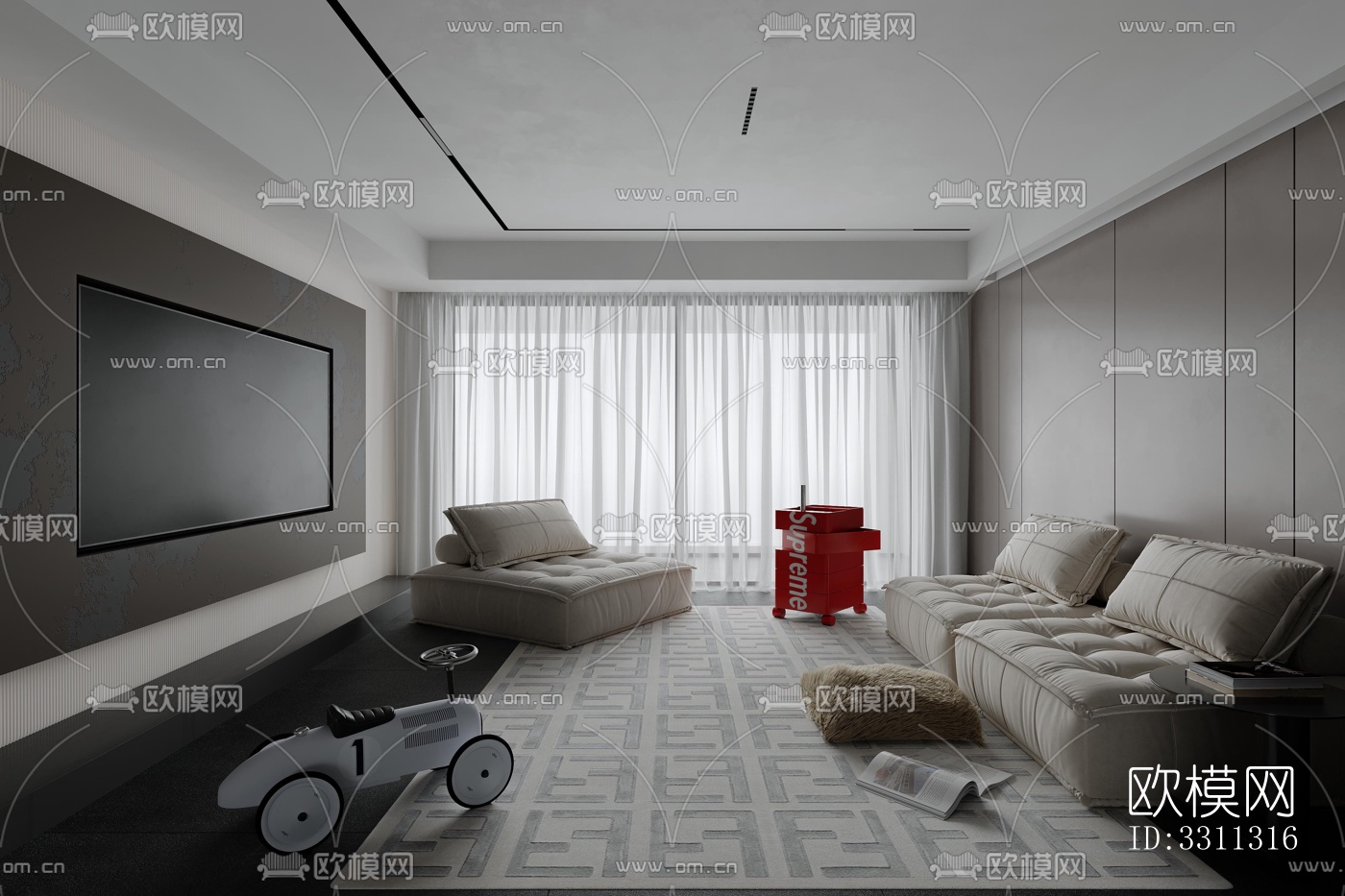 现代客餐厅效果图下载（渲染图7）