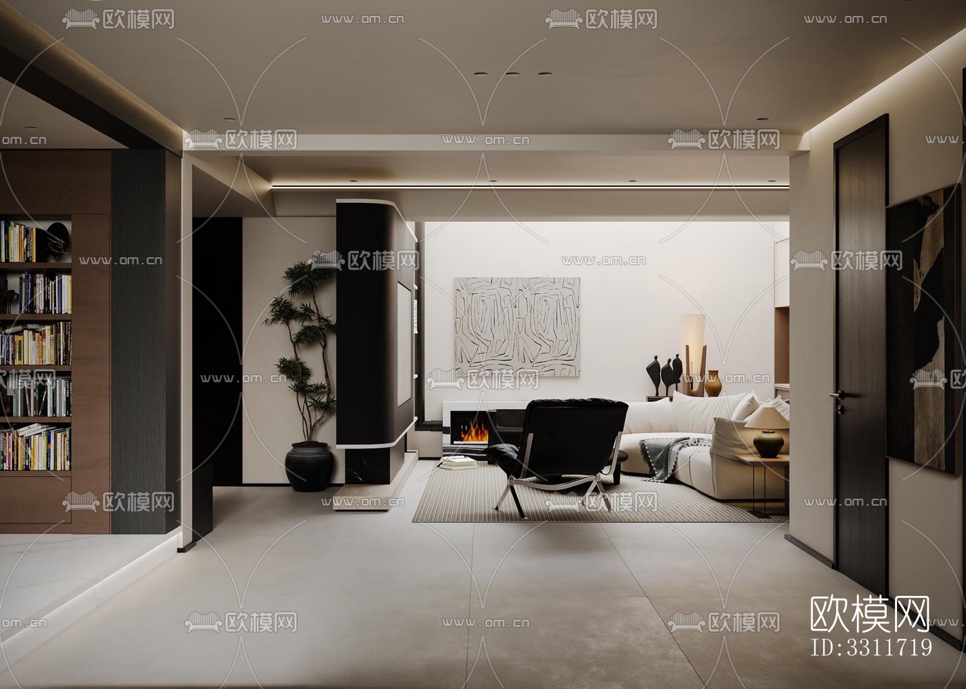 现代客餐厅效果图下载（渲染图2）