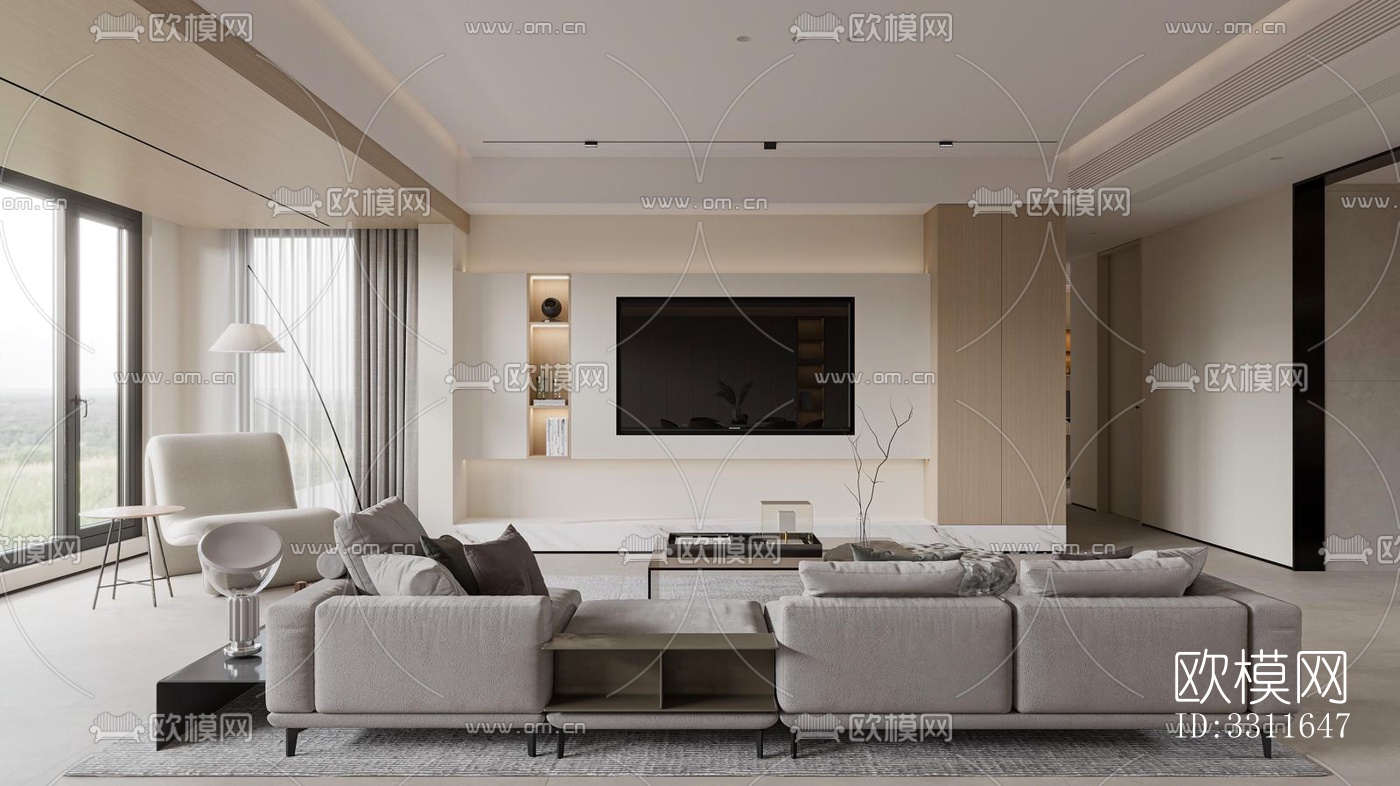 现代客餐厅效果图下载（渲染图8）