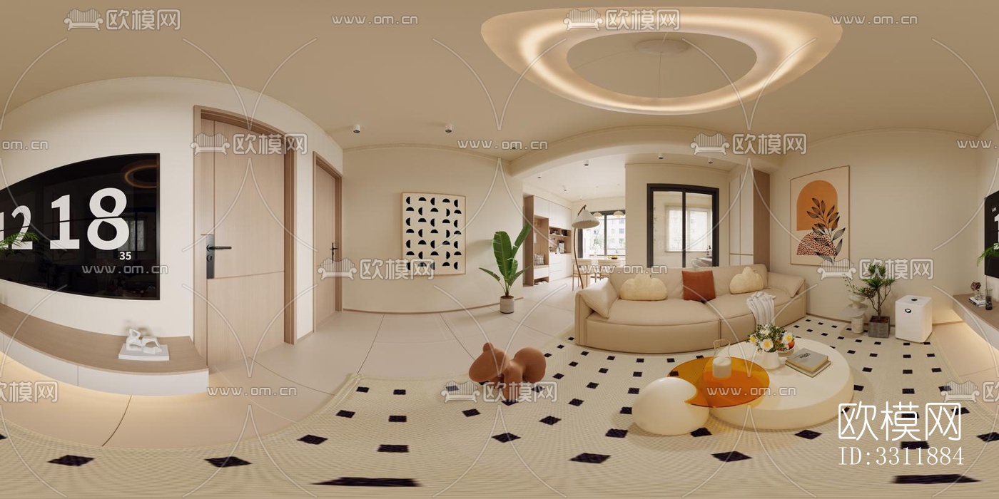 现代客餐厅效果图下载（渲染图3）