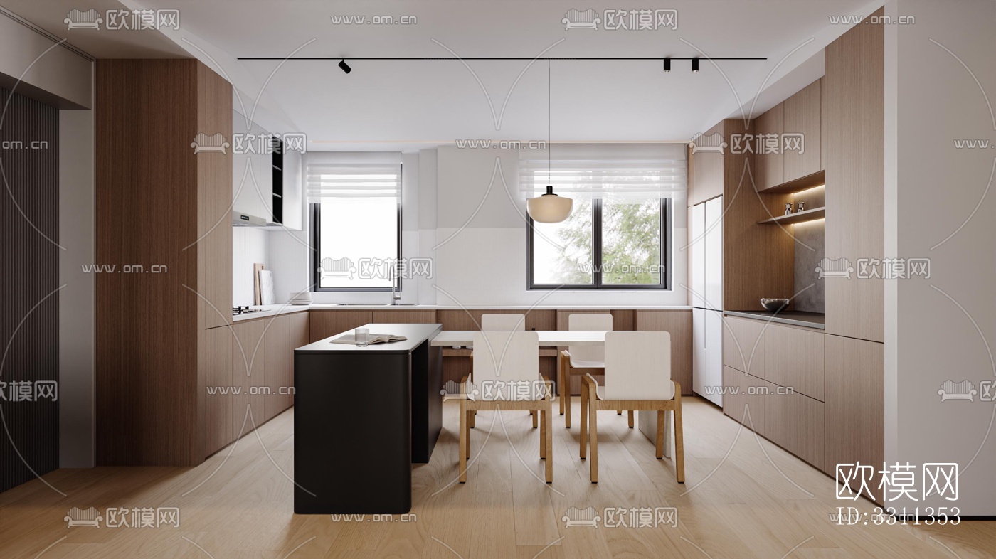 现代客餐厅效果图下载（渲染图3）