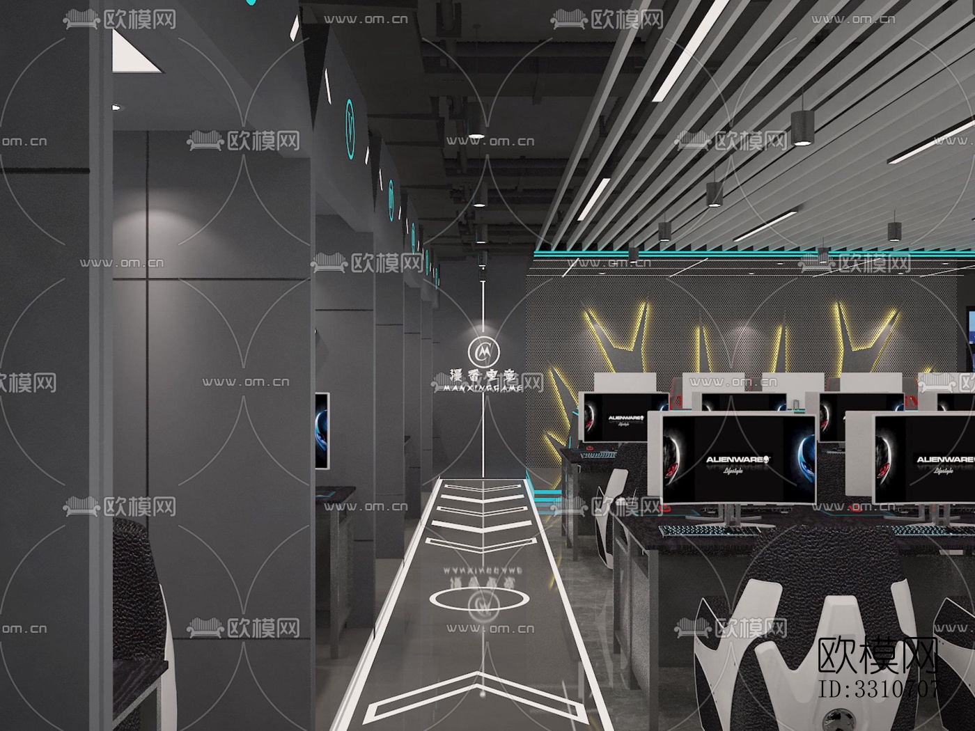 现代网咖效果图下载（渲染图7）