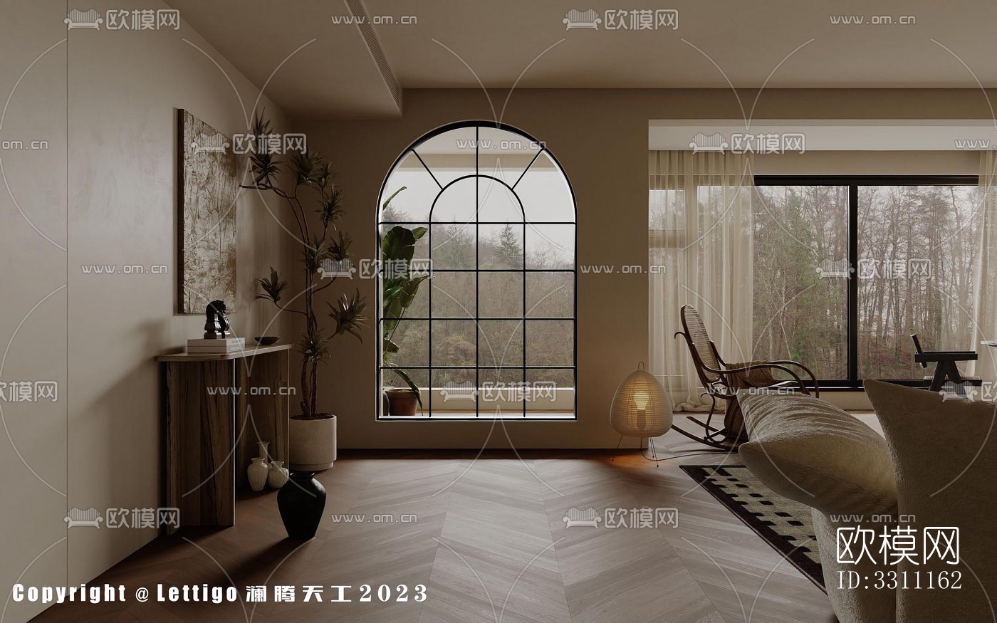 现代客餐厅效果图下载（渲染图4）