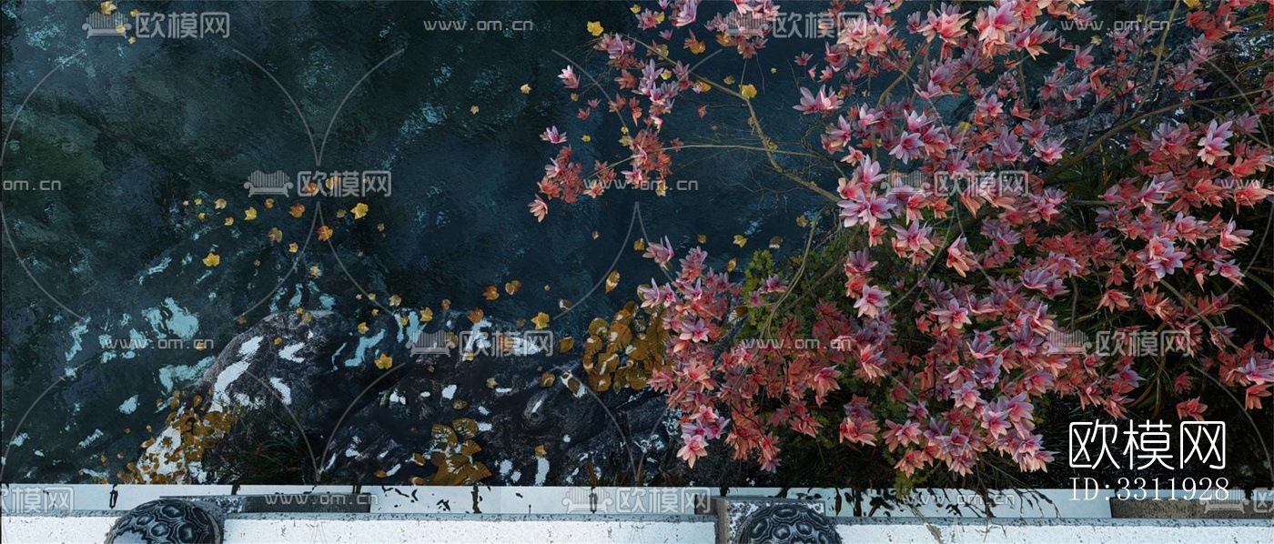 中式阳台花园效果图下载（渲染图5）