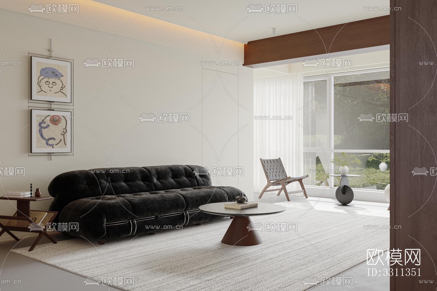 现代客餐厅效果图下载（渲染图3）