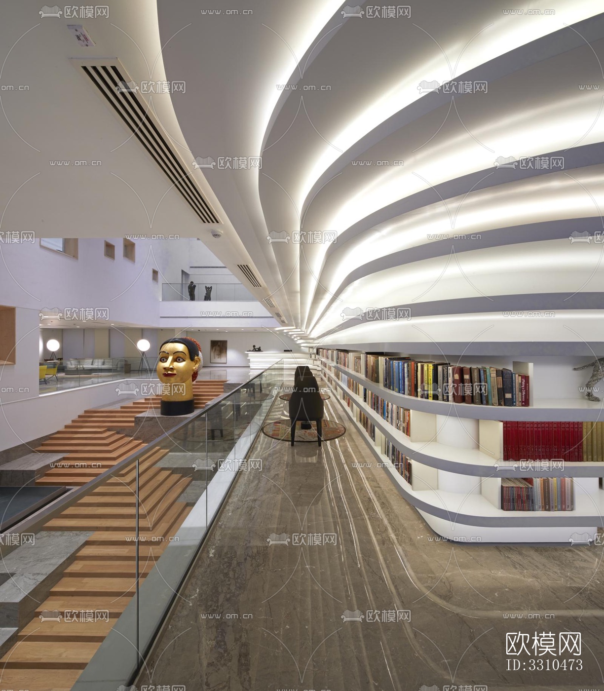 现代图书馆效果图下载（渲染图5）