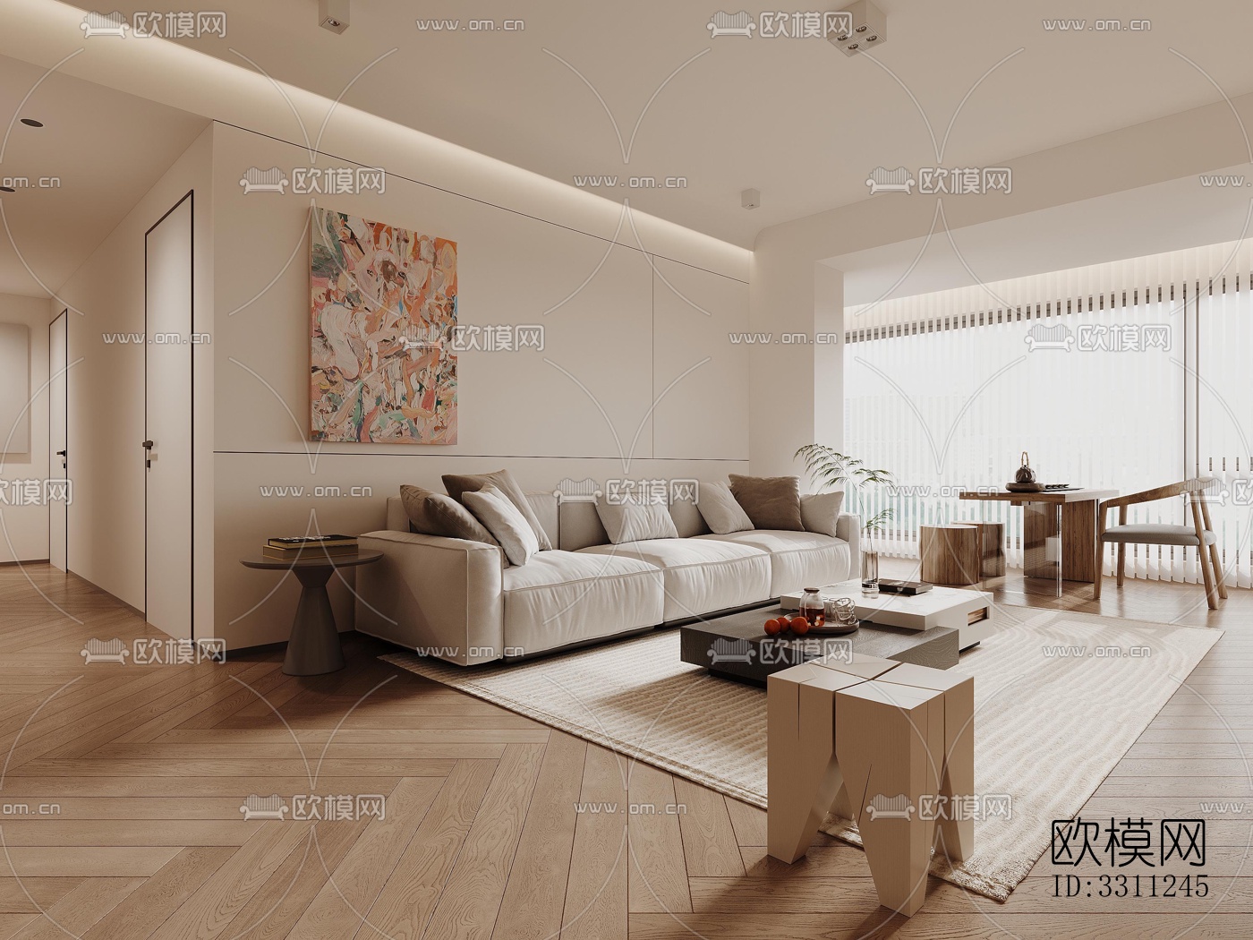 现代客餐厅效果图下载（渲染图6）