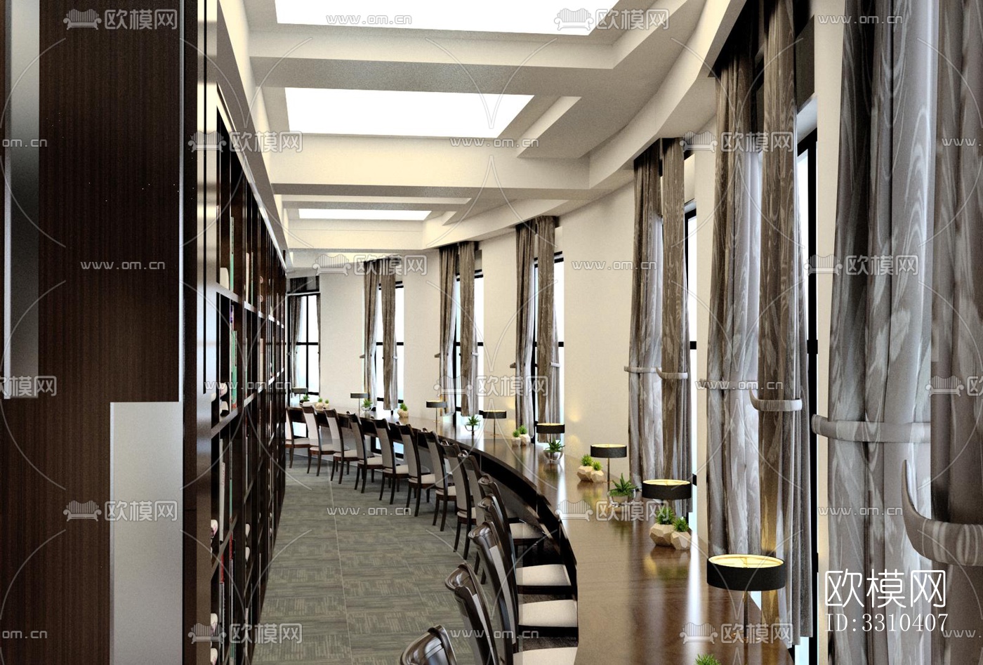 中式图书馆效果图下载（渲染图2）